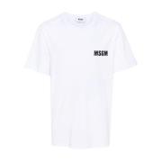 Msgm Logo Print Crew Neck T-shirts och Polos White, Herr