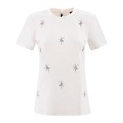 Max Mara Studio Smyckad T-shirt med Applikationer White, Dam