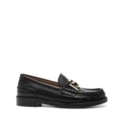 Fendi Läderloafers med FF Logo Plaque Black, Herr