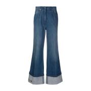 Gucci Blå Höga Midje Wide-Leg Jeans Blue, Dam