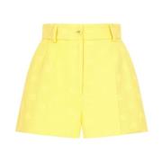 Dolce & Gabbana Gula Shorts med Broderad Logotyp Yellow, Dam
