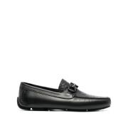 Salvatore Ferragamo Gancini-Logo Loafers, Svart Läder Black, Herr