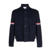 Thom Browne Dubbel Ansikte Shawl Krage Jacka Blue, Herr