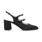 Carel Svart Klack Slingback med Strass Spännen Black, Dam