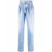 Dsquared2 Högmidjade boxy jeans med plissering Blue, Dam