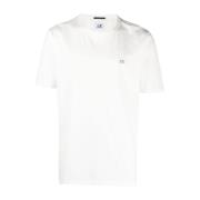 C.p. Company Logo Bomull T-shirt med Crew Neck White, Herr