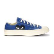 Comme des Garçons Play Blå Canvas Sneaker med Svart Hjärta Blue, Dam