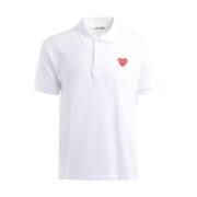 Comme des Garçons Play Vit Polo Tröja med Rött Hjärtlogo White, Herr