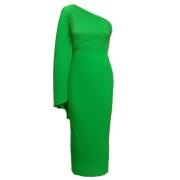 Solace London Grön Plisserad One-Shoulder Midi Klänning Green, Dam