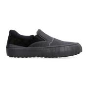 Fendi Svarta Läder Slip-On Sneakers Black, Herr