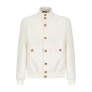 Brunello Cucinelli Ivory Linnejacka med hög krage White, Herr