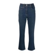 Peserico Marinblå Logo-Patch Cropped Jeans Blue, Dam