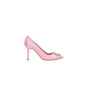 Manolo Blahnik Silkesatin Högklackad Décolleté med Juvelspänne Pink, D...