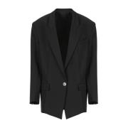 The Attico Svart Viskosblazer med Peak Reverskrage Black, Dam