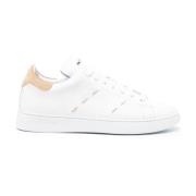 Kiton Vita Läder Sneakers med Dekorativ Sömn White, Herr