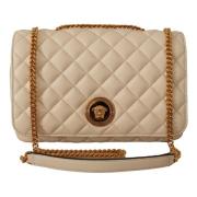 Versace White Nappa Leather Medusa Shoulder Bag White, Dam