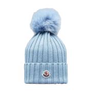 Moncler Mössa med Pom Pom - Ljusblå Blue, Dam