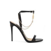 Dolce & Gabbana Glamorösa Läder Chain-Link Sandaler Black, Dam