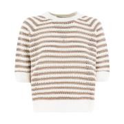 Le Tricot Perugia Meshstickad Crew Neck Sweater Multicolor, Dam