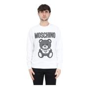 Moschino Vit Teddy Mesh Tröja i Bomull White, Herr