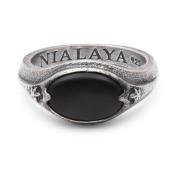 Nialaya Sterling Silver Oval Signet Ring with Matte Onyx Gray, Herr