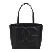 Dolce & Gabbana Liten läderlogoväska shopper Black, Dam