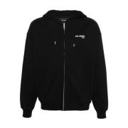 Axel Arigato Hooded Zip Sweater med logotryck Black, Herr