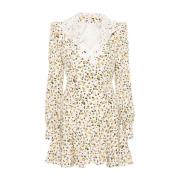 Alessandra Rich Silkesklänning med blommigt tryck och spetsöverdrag Mu...