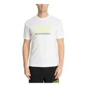 Emporio Armani EA7 Mönstrad Logo T-shirt White, Herr