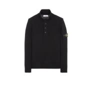 Stone Island Svart Halv-Zip Tröja i Lammskinn Black, Herr