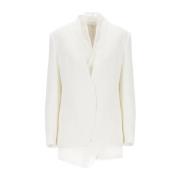 Brunello Cucinelli Vit Viskosjacka med Messingdetaljer White, Dam