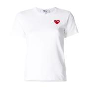 Comme des Garçons Play Broderad hjärtlogga T-shirt White, Dam