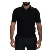 Dolce & Gabbana Svart Polo Siden T-shirt Black, Herr
