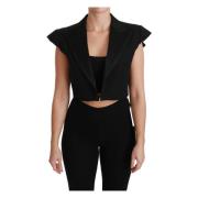 Dolce & Gabbana Svart Ull Cropped Blazer Black, Dam