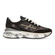 Premiata Snygga Damsneakers i Mocka ochylon Black, Dam