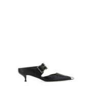 Alexander McQueen Svart läder Hardware sabot Black, Dam