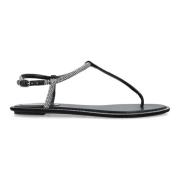 René Caovilla Platt Sandal - Stilfull och Bekväm Black, Dam