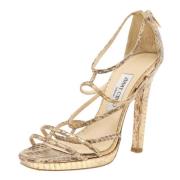 Jimmy Choo Pre-owned Pre-owned Tyg sandaler Beige, Dam