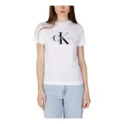 Calvin Klein Jeans Vit Print T-shirt för Kvinnor White, Dam