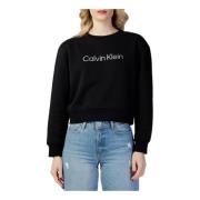 Calvin Klein Svart Tryck Sweatshirt för Kvinnor Black, Dam
