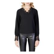 Only Svart V-Hals Blus Black, Dam