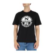North Sails Svart Tryck T-shirt för Män Black, Herr