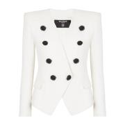 Balmain 8-knappars dubbel crepejacka White, Dam