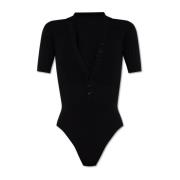 Jacquemus Yauco bodysuit med krage Black, Dam