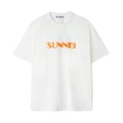 Sunnei Broderad Logotyp T-Shirt White, Herr