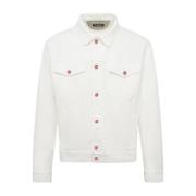 Kiton Vit Denimjacka med Röda Knappar White, Herr