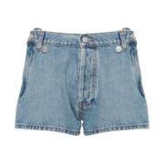 Coperni Jeansshorts med bälteslyckor och fickor Blue, Dam