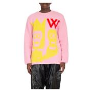 Walter Van Beirendonck Stickad tröja med skalle Pink, Unisex