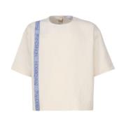 JW Anderson Logo Jacquard Crew Neck T-shirt Beige, Herr