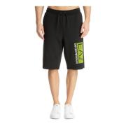 Emporio Armani EA7 Tryckta Bermuda Shorts med Dragsko Black, Herr